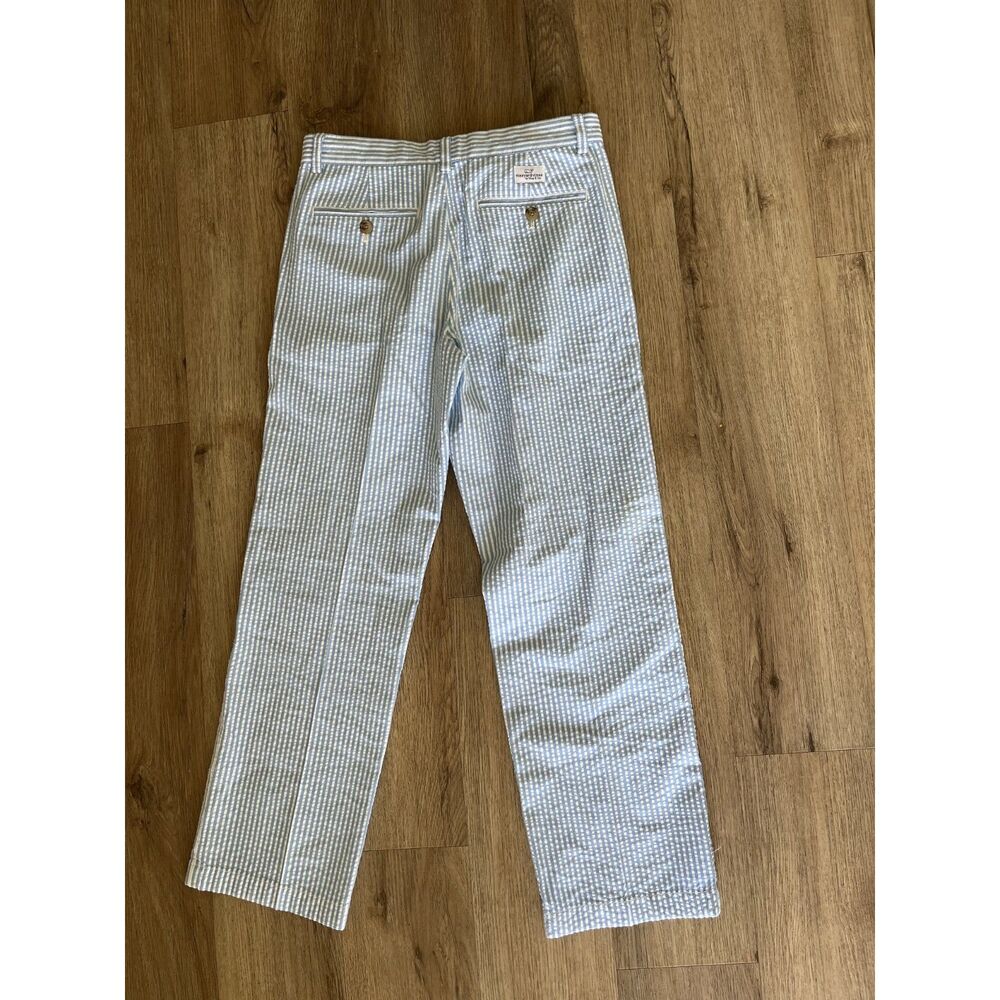 Vineyard Vines Boys Seersucker Breaker Pants Blue & White Striped Size 14